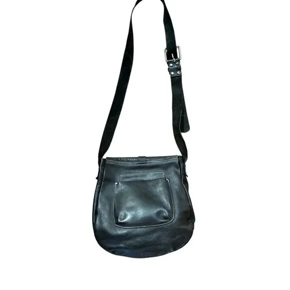 Patricia Nash Barcelona Black Tooled Leather Large Crossbody Saddle Bag Purse - Picture 5 of 15